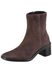 Stiefelette Calvin Klein "BLOCK HEEL ZIP BOOT SUE", Damen, Gr. 39, dunkelbraun, Veloursleder, unifarben, Schuhe Stiefelette, Klassik-Boots, Blockabsatz, mit seitlichem CK-Logo am Schaft