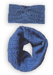 Loop Capelli New York, Damen, jeans blau, Strick, Obermaterial: 50% Polyacryl, 50% Polyester, Modet&uuml;cher Loop, mit Zopfstrickmuster