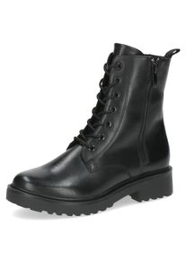 Stiefelette Caprice, Damen, Gr. 41, schwarz, Leder, Schuhe Stiefelette, Blockabsatz, Schn&uuml;rstiefelette, Schn&uuml;rboots, zwei Rei&szlig;verschl&uuml;sse