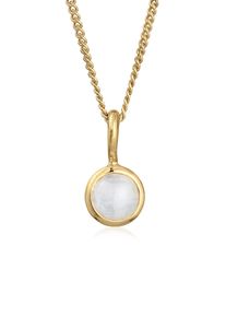 Kette mit Anh&auml;nger Elli Premium "Halskette Solit&auml;r Mondstein Gemstone Natur 375er Gelbgold" Gr. 45, gold, Halsketten, Damen, ohne Stein, Gelbgold 375, Kette mit Anh&auml;nger
