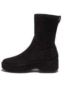 Plateaustiefelette fitflop "F-LUMA", Damen, Gr. 40, schwarz, Veloursleder, unifarben, Schuhe Plateaustiefelette, Stiefel, Chunky Boot mit Stretch-Schaft