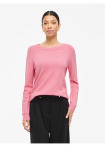 Rundhalspullover Vila "VIRIL O-NECK L/S KNIT TOP - NOOS", Damen, Gr. XS, sangria sunset detail:melange, Feinstrick, Obermaterial: 50% Viskose, 27% Nylon, 23% Polyester, meliert, regular fit normal, Rundhals, Rippb&uuml;ndchen, Pullover Rundhalspullover, Viskosemischung, regular fit
