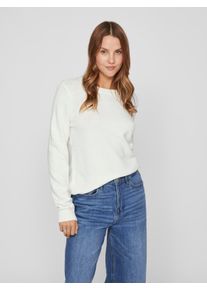 Rundhalspullover Vila "VIRIL O-NECK L/S KNIT TOP - NOOS", Damen, Gr. XS, wei&szlig; (wei&szlig; alyssum), Feinstrick, Obermaterial: 50% Viskose, 27% Nylon, 23% Polyester, meliert, unifarben, regular fit normal, Rundhals, Rippb&uuml;ndchen, Pullover Rundhalspullover, Viskosemischung, regular fit