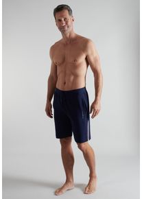 Bermudas Bugatti, Herren, Gr. 48, N-Gr, blau, dunkel, uni, Interlock, Obermaterial: 100% Baumwolle, bequem kurz, Hosen Bermudas, kurz, mit Logo, basic, bequem, weich, Baumwolle, Topseller