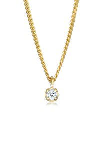 Silberkette Elli DIAMONDS "Halskette Solit&auml;r Diamant (0.03 ct.) Elegant 375 Gelbgold" Gr. 40, gold, Halsketten, Damen, Gelbgold 375, Silberkette