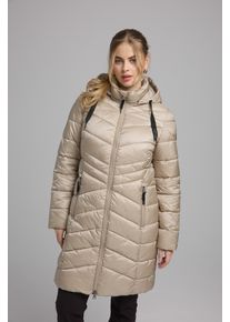 Steppmantel Manisa, Damen, Gr. 48, beige, Web, Obermaterial: 100% Polyamid. Futter: 100% Polyamid, unifarben, kniebedeckend, Rundhals, M&auml;ntel Steppmantel, mit abnehmbarer Kapuze