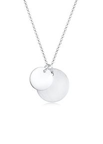 Lange Kette Elli "Halskette Duo Erbskette Pl&auml;ttchen Kreis Brushed 925 Silber" Gr. 60, silber, Halsketten, Damen, ohne Stein, Silber 925 (Sterlingsilber), Lange Kette