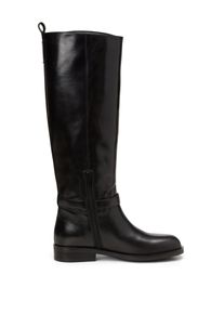Marc O'Polo Stiefel MARC O'POLO "ENZA", Damen, Gr. 36, Normalschaft, schwarz, Kalbsleder, unifarben, Schuhe Stiefel, Langschaftstiefel, Blockabsatz, mit Innenrei&szlig;verschlus
