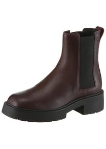 Chelseaboots Calvin Klein Jeans "CHUNKY CHELSEA BOOT LTH", Damen, Gr. 38, braun (dunkelbraun), Elastischer Einsatz, Leder, Schuhe Chelseaboots, Schlupfboots, Stiefelette in bequemer Form