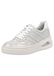 Plateausneaker Rieker, Damen, Gr. 39, bunt (silberfarben, wei&szlig;), Lederimitat, metallic, Schuhe Plateausneaker, Schn&uuml;rschuh, Halbschuh, Freizeitsneaker mit Rieker Air Ausstattung