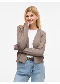 Cardigan Vila "VIRIL SHORT L/S KNIT CARDIGAN-NOOS", Damen, Gr. S, falcon detail:melange, Feinstrick, Obermaterial: 50% Viskose, 27% Nylon, 23% Polyester, meliert, regular fit normal, V-Ausschnitt, Rippstrickb&uuml;ndchen, Strickjacken Cardigan, Materialmix, regular fit, Topseller