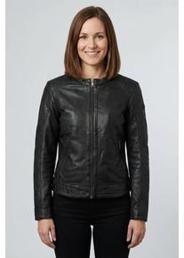Lederjacke Mauritius "MWYouvie", Damen, Gr. XXXL(46), schwarz, Obermaterial: 100% Schafsleder, unifarben, regular fit h&uuml;ftlang, abgesteppte Kante, Jacken Lederjacke, mit Stehkragen, Topseller