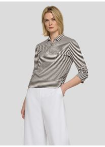 T-Shirt Rabe, Damen, Gr. 38, schoko, Jersey, Obermaterial: 100% Baumwolle, Glitzermuster, geringelt, normal h&uuml;ftbedeckend, Rundhals, Shirts T-Shirt, 3/4-Arm geringelt und mit Hemdkragen und Glitzersteinen