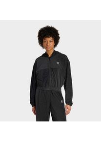 Fleecejacke adidas originals "ESSENTIALS CHENILE ORIGINALS", Damen, Gr. M, schwarz, Obermaterial: 70% Baumwolle, 30% Polyester, Jacken Fleecejacke