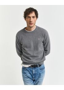 Rundhalspullover Gant "CLASSIC COTTON C-NECK", Damen, Gr. S, grau (dunkelgrau melange), Strick, Obermaterial: 100% Baumwolle, meliert, regular fit h&uuml;ftlang, Rundhals, elastischer Bund, Pullover Rundhalspullover, Premium Strickpullver aus weicher 100% Baumwolle, &Uuml;bergangspullover