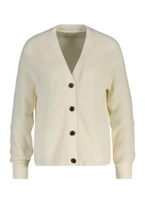 Cardigan Gant "RIBBED KNIT COTTON", Damen, Gr. S, cream, Strick, Obermaterial: 100% Baumwolle, unifarben, regular fit taillenbedeckt, V-Ausschnitt, eingesetzt gerader Abschluss, Strickjacken Cardigan, Regular fit mit V-Ausschnitt