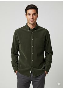 Langarmhemd Selected "SLHREG-DAN CORD SHIRT LS", Damen, Gr. L, N-Gr, deep depths, Web, Obermaterial: 100% Baumwolle, unifarben, regular fit, 2-Knopf-Manschette, Hemden Langarmhemd