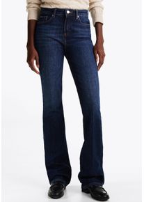 Bootcut-Jeans Tommy Hilfiger "BOOTCUT RW PATY", Damen, Gr. 30, L&auml;nge 32, blau (nos dunkelblau), Denim/Jeans, Obermaterial: 99% Baumwolle, 1% Elasthan, unifarben, bootcut fit lang, Jeans Bootcut-Jeans, mit Tommy Hilfiger Logo-Badge, Regular Waist