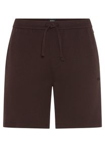 Pyjamashorts BOSS "Waffle Shorts", Damen, Gr. XXL, N-Gr, schwarz braun 207, Jersey, Obermaterial: 60% Baumwolle, 40% Polyester, lang, Hosen Pyjamashorts