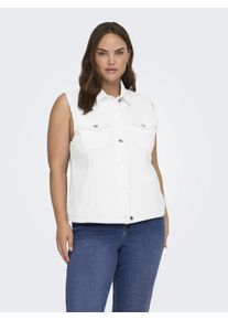 Jeansweste Only CARMAKOMA "CARWESPA WEST DNM PIM619 NOOS", Damen, Gr. 44, wei&szlig;, Denim/Jeans, Obermaterial: 79% Baumwolle, 20% Polyester, 1% Elasthan, unifarben, regular fit normal, Westen Jeansweste