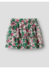 Volantrock name it "NKFVINAYA SKIRT FFF NOOS", M&auml;dchen, Gr. 134, summer sand aop:hibiscus, Web, Obermaterial: 98% Polyester, 2% Elasthan, bedruckt, kurz, R&ouml;cke Volantrock, Kunstfaser, Stretch, Allover Druck