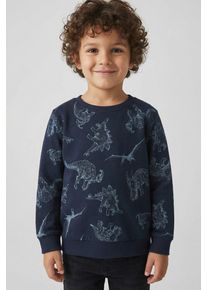 Sweatshirt name it "NMMVARON f&uuml;r Jungen mit Alloverprint und Rippb&uuml;ndchen", Jungen, Gr. 98, blau (schwarz sapphire), Sweatware, Obermaterial: 100% Baumwolle, bedruckt, normal normal, Rundhals, Rippb&uuml;ndchen, Sweatshirts Sweatshirt, bedruckt, casual, regular fit, Baumwolle, Rundhals