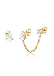 Paar Ohrh&auml;nger Elli "Ohrringe Zirkonia Tropfen Doppel Stecker 925 Silber" Gr. 45, gold, Ohrringe, Damen, mit Stein, Silber 925 (Sterlingsilber), Paar Ohrh&auml;nger