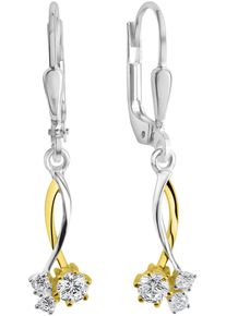 Paar Ohrh&auml;nger Firetti "Schmuck Geschenk Silber 925 Ohrschmuck Ohrringe bicolor", gold (silberfarben, gelbgoldfarben, kristallwei&szlig;, kristallwei&szlig;), Ohrringe, Damen, Silber 925 (Sterlingsilber), Paar Ohrh&auml;nger, mit Zirkonia (synth.)