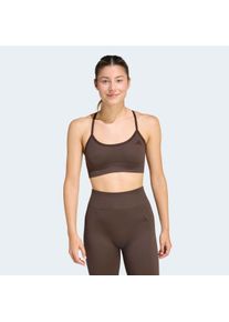 Sport-BH adidas Performance "WORKOUT ESSENTIALS LEICHT ST&Uuml;TZENDER STRICK-BH", Damen, Gr. M, N-Gr, aurora coffee, Obermaterial: 74% Polyamid, 19% Polyester, 7% Elasthan, BHs Sport-BH