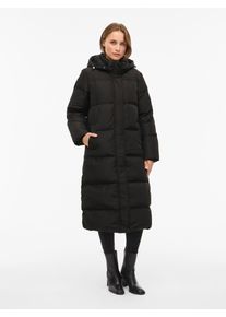 Steppmantel Vila "VISTARI LONG DOWN COAT - NOOS", Damen, Gr. 38, schwarz (schwarz beauty), Steppware, Obermaterial: 100% Polyester, unifarben, regular fit knielang, M&auml;ntel Steppmantel
