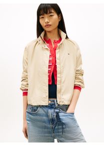 Outdoorjacke Tommy Jeans "TJW ESSENTIAL JACKET EXT", Damen, Gr. XS (34), wei&szlig; clay, Web, Obermaterial: 100% Nylon, unifarben, bequem kurz, elastischer Bund, Jacken Outdoorjacke, mit kontrastfarbenem Einsatz