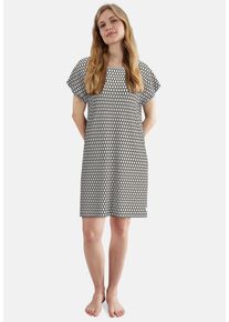 Nachthemd Tom Tailor, Damen, Gr. 40, N-Gr, schwarz, mittel, allover, Single Jersey, Obermaterial: 95% Baumwolle, 5% Elasthan, bequem knielang, Rundhals, gerader Abschluss, Kleider Nachthemd, knielang, Kurzarm, Rundhalsausschnitt, gemustert, Baumwollmix