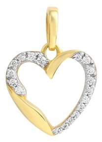 Herzanh&auml;nger Firetti "Schmuck Geschenk Gold 333 Halsschmuck Anh&auml;nger Herz glitzernd", wei&szlig; (gelbgoldfarben, wei&szlig;goldfarben, kristallwei&szlig;, kristallwei&szlig;), Schmuckanh&auml;nger, Damen, Gelbgold 333, 0,85 g, Herzanh&auml;nger, mit Zirkonia (synth.)