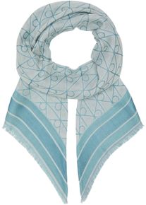 Modetuch Calvin Klein "EMBLEM AOP JACQUARD SQUARE SCARF", Damen, whispering blau, wei&szlig;, Web, Kunstfaser, gemustert, mehrfarbig, Modet&uuml;cher Modetuch, Mit Markenlabelmusterung
