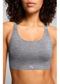 Bustier Puma "Puma WOMEN 3D KNIT SPORT TOP", Damen, Gr. XL, N-Gr, grau melange, Single Jersey, Obermaterial: 65% Polyamid, 24% Polyester, 11% Elasthan, BHs Bustier, wendbare und verstellbare Tr&auml;ger f&uuml;r einen personalisierten Look