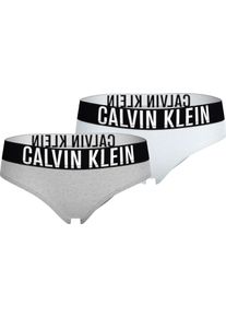 Brasilslip "2PK BIKINI", M&auml;dchen, Gr. 128/134, 2 Stk., pvh classic wei&szlig;, grau, Jersey, Obermaterial: 95% Baumwolle, 5% Elasthan, Calvin Klein Underwear, unifarben, k&ouml;rpernah, Unterhosen Brasilslip, mit Logobund