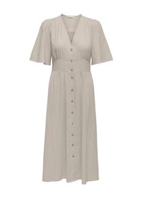 Sommerkleid Only "ONLTIZANA 2/4 MIDI DRESS WVN NOOS", Damen, Gr. M, N-Gr, silber lining, Web, Obermaterial: 100% Baumwolle, unifarben, regular fit Midi, V-Ausschnitt, Kleider Sommerkleid