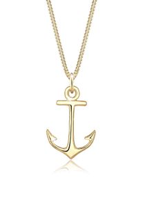 Kette mit Anh&auml;nger Elli "Halskette Anh&auml;nger Anker 925 Sterling Silber" Gr. 45, gold, Halsketten, Damen, ohne Stein, Silber 925 (Sterlingsilber), Kette mit Anh&auml;nger