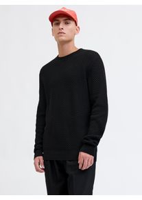 Jack & Jones Strickpullover JACK & JONES "JPRBLUBARKLEY KNIT CREW NECK CH", Herren, Gr. S, schwarz detail:solid, Strick, Obermaterial: 100% Baumwolle, unifarben, regular fit, Rundhals, Rippb&uuml;ndchen, Pullover Strickpullover
