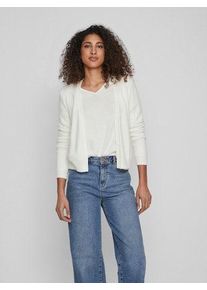 Cardigan Vila "VIRIL SHORT L/S KNIT CARDIGAN-NOOS", Damen, Gr. XL, wei&szlig; (wei&szlig; alyssum), Feinstrick, Obermaterial: 50% Viskose, 27% Nylon, 23% Polyester, unifarben, regular fit normal, V-Ausschnitt, Rippstrickb&uuml;ndchen, Strickjacken Cardigan, Materialmix, regular fit, Topseller