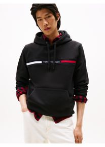 Kapuzensweatshirt Tommy Hilfiger "HILFIGER CHEST INSERT", Herren, Gr. L, schwarz, Sweatware, Obermaterial: 70% Baumwolle, 30% Polyester, unifarben, regular fit h&uuml;ftlang, eingesetzt B&uuml;ndchen, Sweatshirts Kapuzensweatshirt, unifarben, casual, regular fit, Baumwollmix, Kapuze