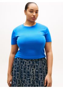 T-Shirt Tommy Hilfiger Curve "CRV SLIM CODY C-NK SS", Damen, Gr. 52, blau orbit, Single Jersey, Obermaterial: 100% Baumwolle, unifarben, regular fit normal, Rundhals, Shirts T-Shirt, in gro&szlig;en Gr&ouml;&szlig;en