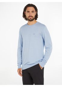 Rundhalspullover Calvin Klein "COTTON SILK CN SWEATER", Herren, Gr. 3XL, blau (kentucky blau), Strick, Obermaterial: 80% Baumwolle, 20% Seide, unifarben, Rundhals, B&uuml;ndchen, Pullover Rundhalspullover