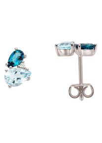 Paar Ohrstecker Firetti "Schmuck Geschenk Gold 333 Ohrschmuck Ohrschmuck Edelstein Farbstein", blau (wei&szlig;goldfarben, hellblau, dunkelblau, hellblau, dunkelblau), Ohrringe, Damen, 0,02 P2 = erkennbare Einschl&uuml;sse, Diamanten Wei&szlig;gold 333, Diamanten, Wei&szlig;gold 333, Paar Ohrstecker, mit Blautopas (beh.), Blautopas London Blue (beh) - mit Brillant