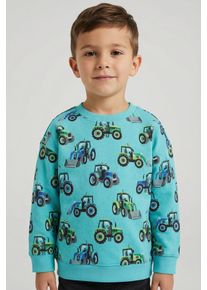 Sweatshirt Blue Seven, Jungen, Gr. 110, lagune, Sweatware, Obermaterial: 100% Baumwolle, bedruckt, Basic normal, Rundhals, Rippb&uuml;ndchen, Sweatshirts Sweatshirt