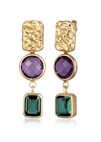 Paar Ohrstecker Elli Premium "Ohrringe Ohrstecker Amethyst Quarz Edelstein 925 Sterling Silber vergoldet" Gr. 40, gold, Ohrringe, Damen, mit Stein, Silber 925 (Sterlingsilber), Paar Ohrstecker
