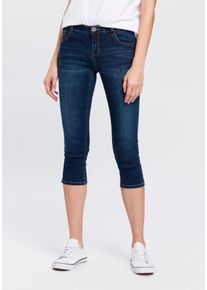 Caprijeans Arizona "Ultra-Stretch", Damen, Gr. 50, N-Gr, blau (dunkelblau us), Denim/Jeans, Obermaterial: 74% Baumwolle, 24% Polyester, 2% Elasthan, Basic, skinny fit 3/4-L&auml;nge, Jeans Caprijeans, extra-enger Schnitt, modischer Beinabschluss mit Schlitz