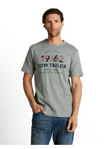 T-Shirt Tom Tailor, Damen, Gr. S, gr&uuml;n navy injected, Single Jersey, Obermaterial: 100% Baumwolle, bedruckt, regular fit normal, Rundhals, Shirts T-Shirt, mit Logo Print