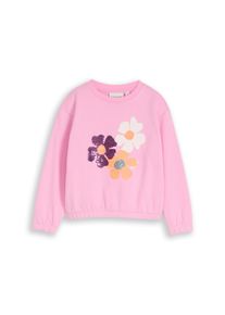 Sweater Tom Tailor, M&auml;dchen, Gr. 128/134, lovely pink, Sweatware, Obermaterial: 70% Baumwolle, 30% Polyester, bedruckt, normal h&uuml;ftbedeckend, Rundhals, elastischer Bund, Sweatshirts Sweater, mit Blumen-Pailetten