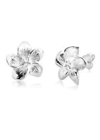 Paar Ohrstecker Elli "Ohrringe Frangipani Bl&uuml;te Kristalle Blume Silber", wei&szlig;, Ohrringe, Damen, Silber 925 (Sterlingsilber), Paar Ohrstecker